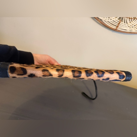 Cleobella Leopard Print Calf Hair Envelope Clutch with Black Leather Trim - Picture 6 of 12